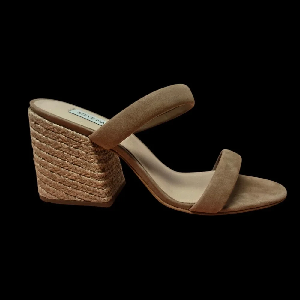 Steve Madden Marcella Tan Suede Espadrille Block Heel Sandals MARC10S1 Size 10M - Picture 6 of 11